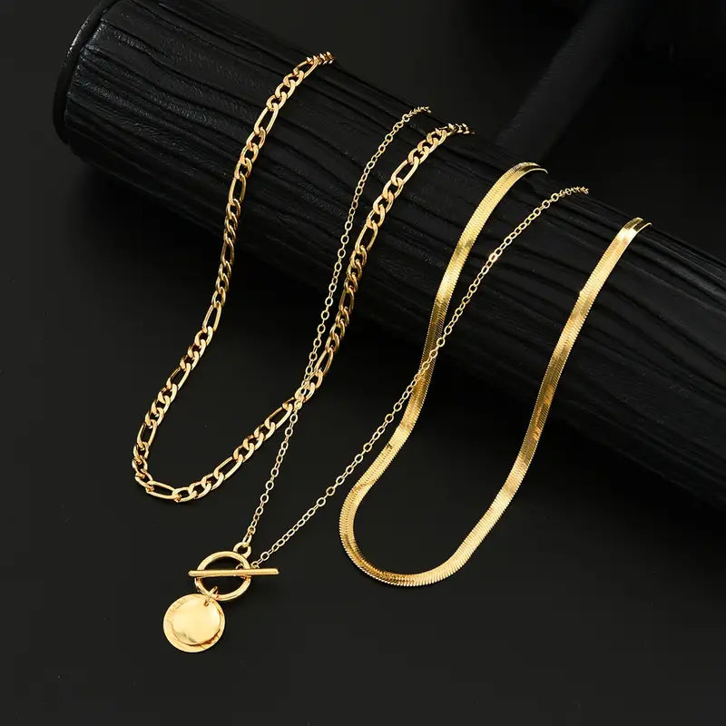 Collar superpuesto de monedas texturizadas Savira | Oro