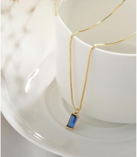 Collar de zafiro minimalista | Oro blanco