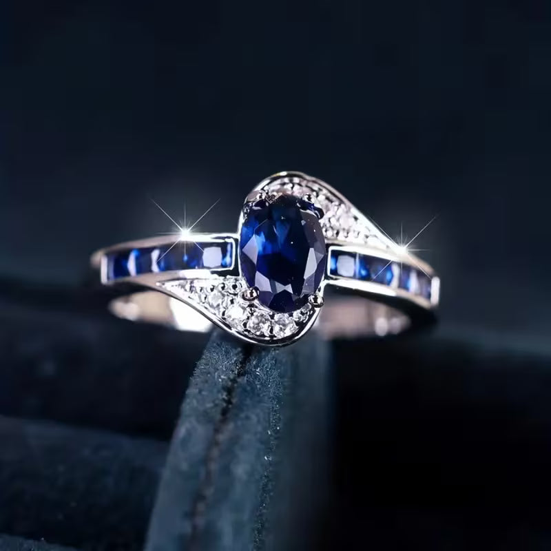 Anillo Flujo Zafiro | Oro blanco