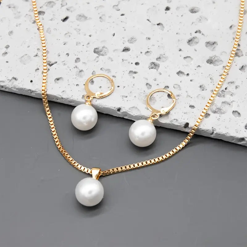 Juego de joyas de perlas Golden Grace | Oro