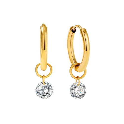 Aretes de aro de piedra Larmes de Lune | Oro