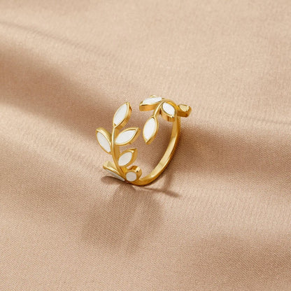 Anillo abierto Neraya de hoja delicada | Oro