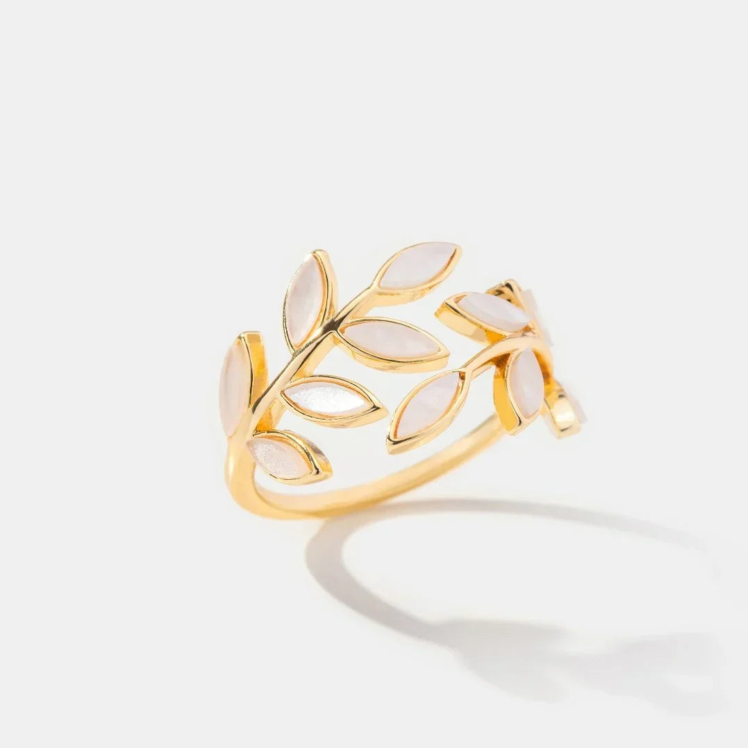 Anillo abierto Neraya de hoja delicada | Oro