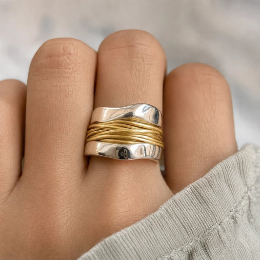 Anillo Tether de Oro y Plata | Oro mixto