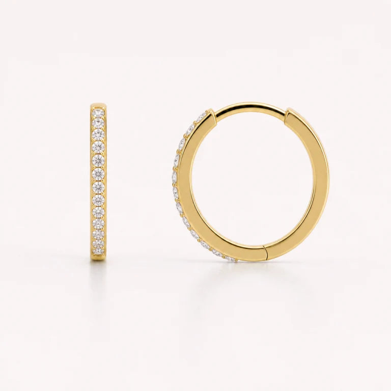Aretes Huggie Pave | Oro