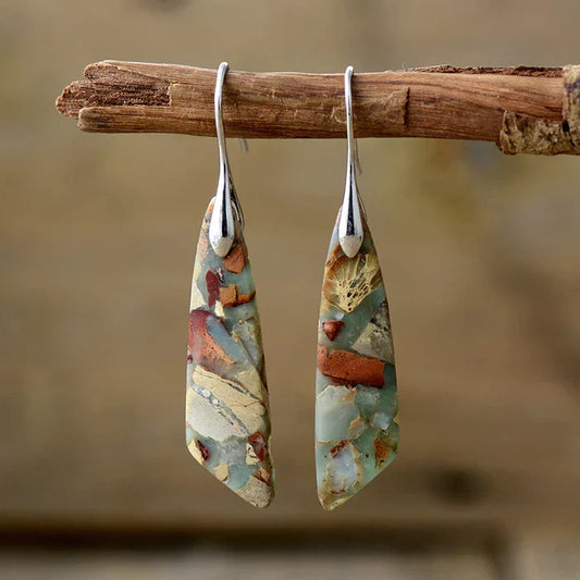 Aretes de piedra natural antigua | Oro