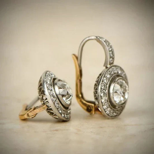 Aretes de plata vintage con circonita | Oro mixto
