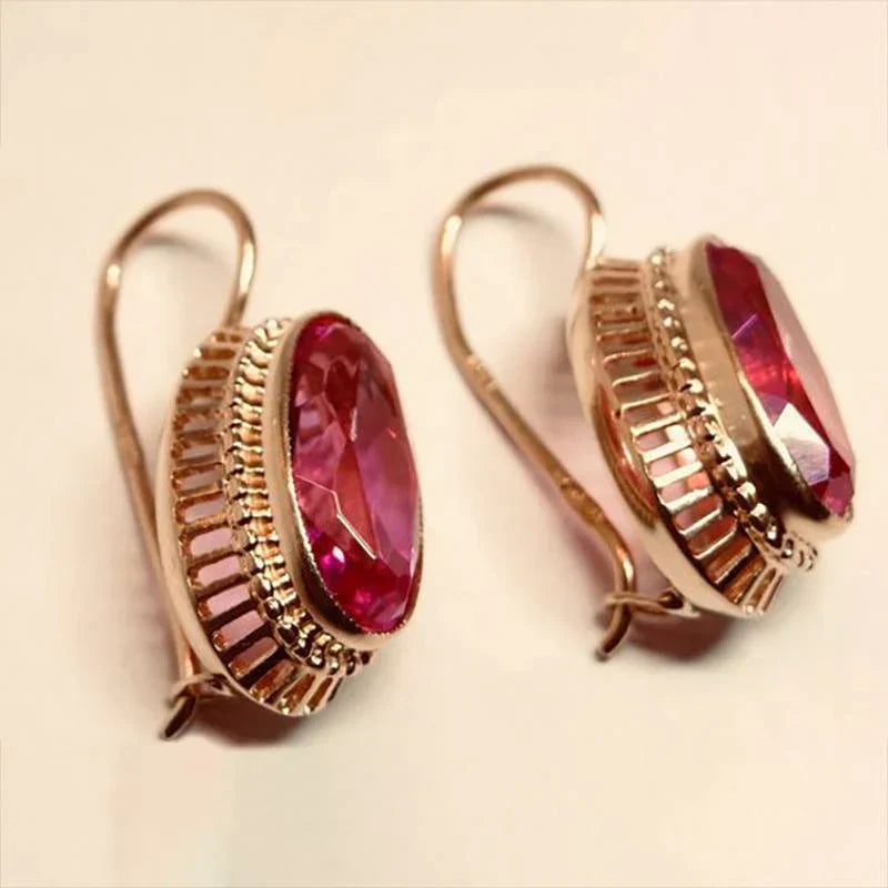 Aretes vintage de piedra negra | Oro