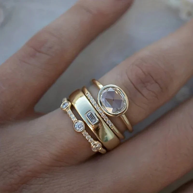 Set de Anillos de Oro y Zirconia Vintage | Oro