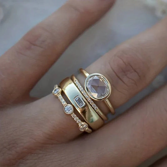 Set de Anillos de Oro y Zirconia Vintage | Oro