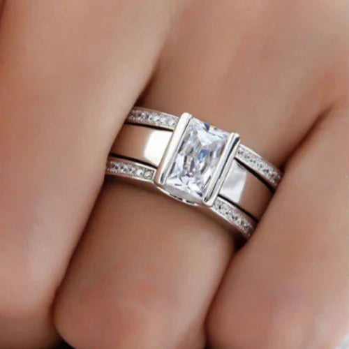 Anillo antiguo con incrustaciones de vidrio | Oro blanco