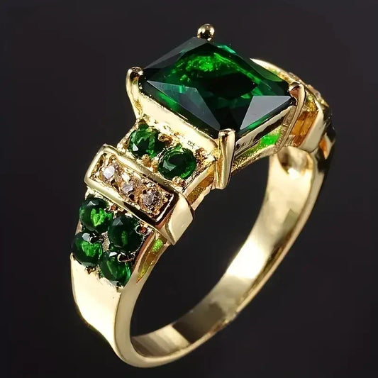 Exquisito anillo de esmeralda - Oro
