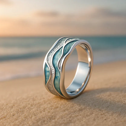 Anillo ondulado Seasilver | Oro blanco