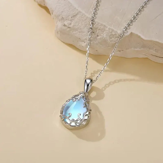 Collar con dije glaciar a la luz de la luna | Oro blanco