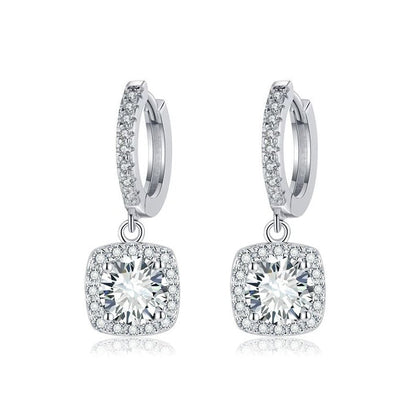 Aretes de halo cuadrado | Oro blanco