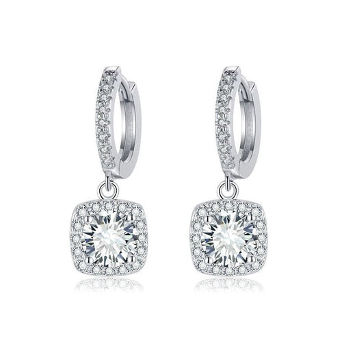 Aretes de halo cuadrado | Oro blanco