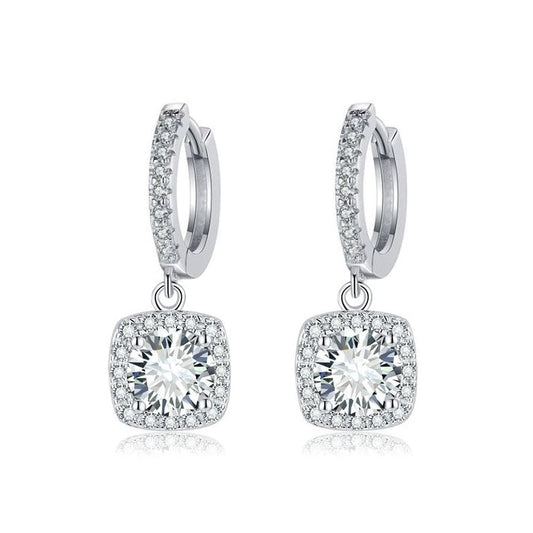 Aretes de halo cuadrado | Oro blanco