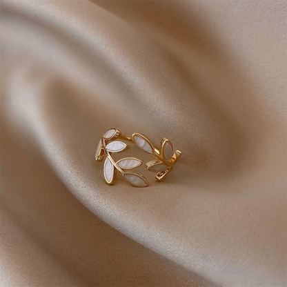 Anillo abierto Neraya de hoja delicada | Oro