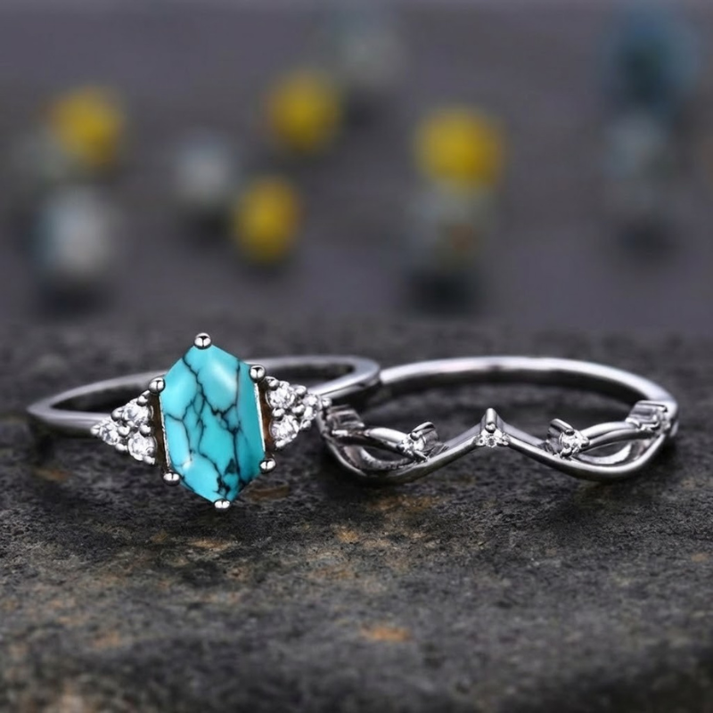 Elarin Sea Crest Ring Set | White Gold