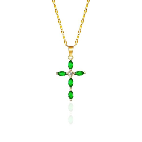 Collar Cruz Esmeralda | Oro